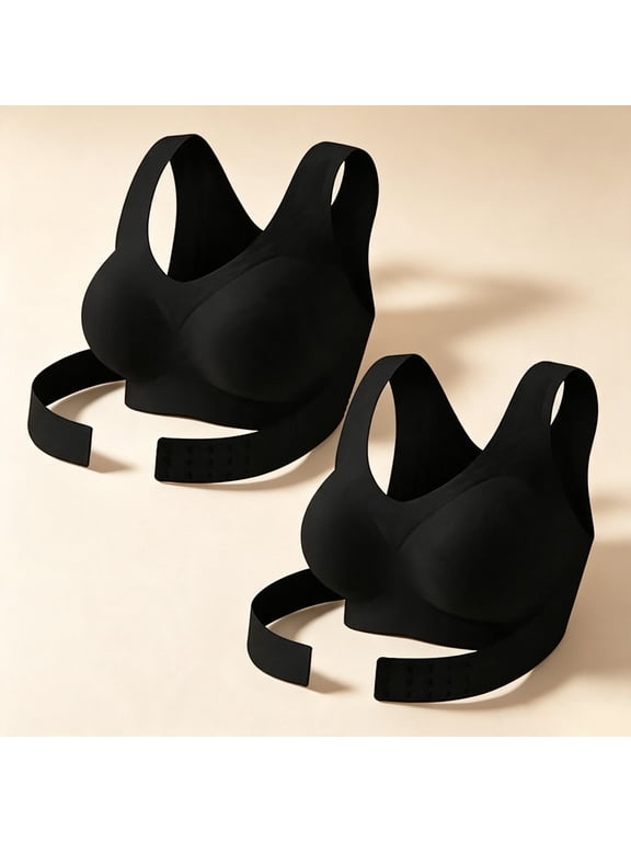 Women's Posture Bra Front Closure Wireless Back Support Full Coverage Cushioned Straps Comfort Everyday Bra 3 Colors S-XXL