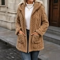 thumbnail image 1 of MOONDU Women's Sherpa Jacket Fuzzy Fleece Hooded Zip Up Long Sleeve Warm Winter Coat Oversized Outerwear with Pockets Casual Fall Winter, 1 of 7