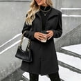 thumbnail image 1 of MOONDU Women's Wool Blend Peacoat Notched Lapel Button Front Mid Length Coat with Pockets, Long Sleeve Solid Color Outerwear for Fall Winter Business Casual Daily Wear, 1 of 9