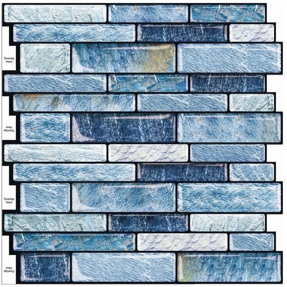 10-Sheet Peel and Stick Kitchen Backsplash Tiles, 3D Waterproof Self Adhesive Wall Tile Stick on Backsplash for Kitchen and Bathroom(Blue Marble,12"×12")