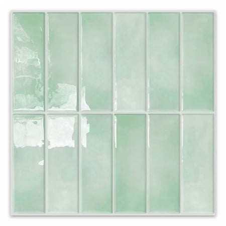 10pcs Peel and Stick Backsplash Wall Tiles, Extra Thick 3D Wall Panels, Heat & Water Resistant, Easy DIY Kitchen, Bathroom, Laundry, Fireplace & Rental Home Wall Décor (Light Green, 12"×12")
