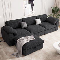 MOONMISS 118" Oversized Modular Sectional Sofa, L Shaped 3 Seaters with Storage Ottoman Cloud Couch Sofa Set, Modern Convertible Chenille Deep Seat Sectional Couches for Living Room,Black