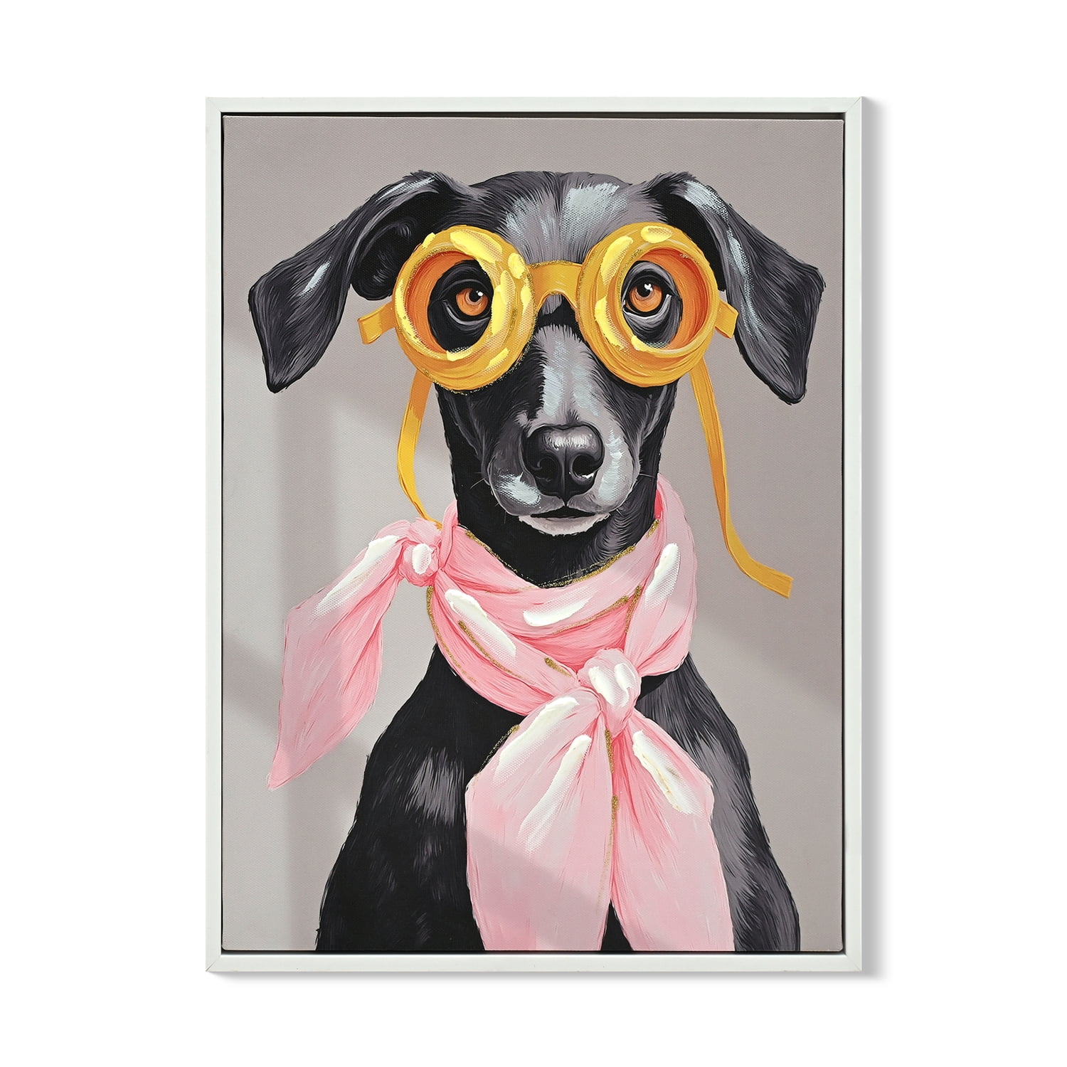 MOONMISS 16x12 Vacation Day Puppy Canvas Art Contemporary Ready to Hang Living Room Bedroom Office