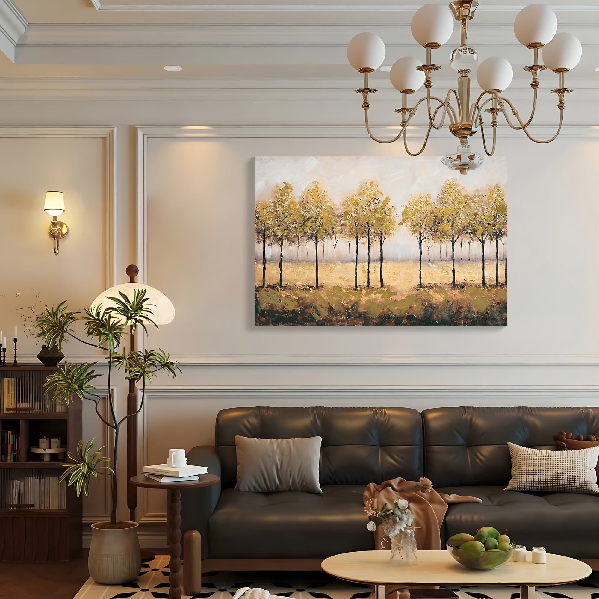 MOONMISS 24x36in Framed Autumn Forest Abstract Tree Canvas Wall Art for Living Room Bedroom Home Decor