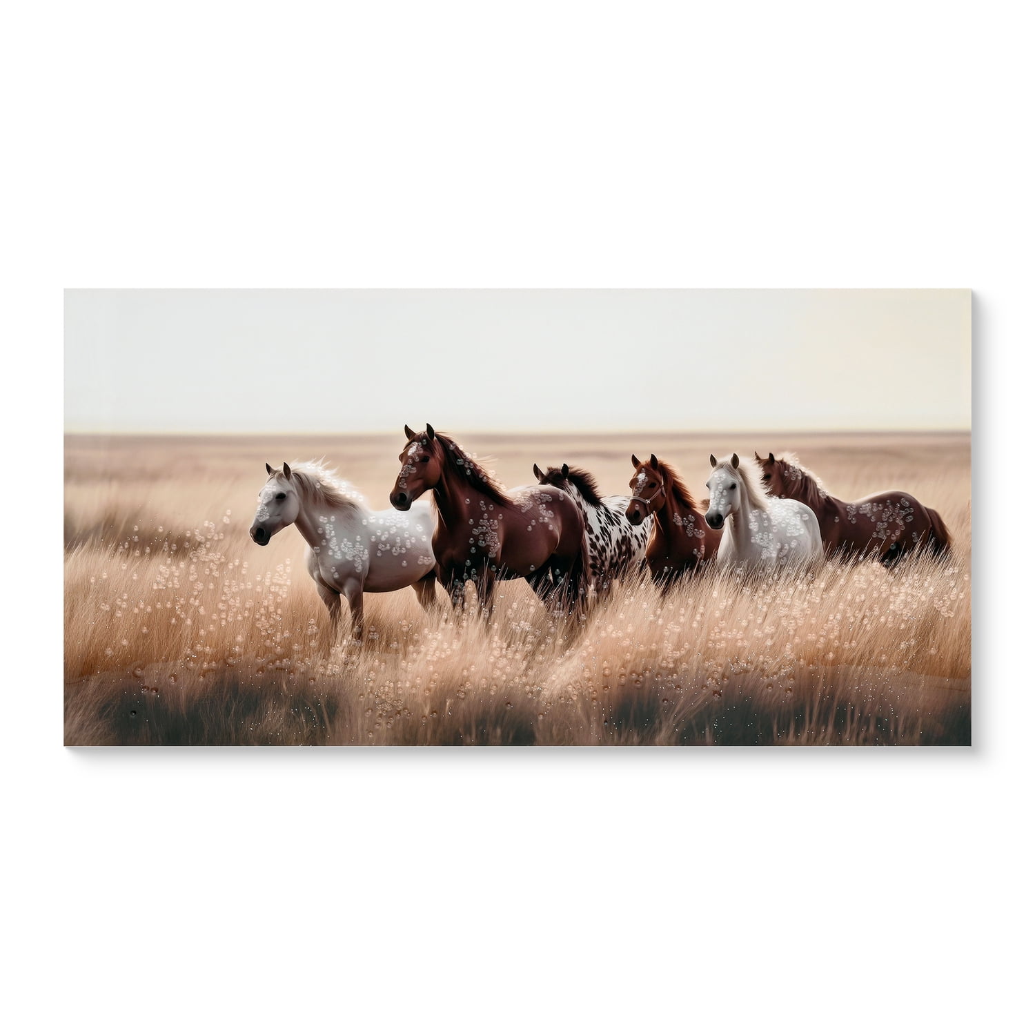 MOONMISS 40x20 Horse Canvas Wall Art Country Western Farmhouse Rustic Wild Horses Living Room Bedroom Decor