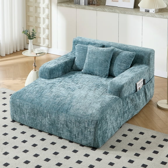 MOONMISS 61'' Oversized Chaise Lounge Chair for Living Room,Mint Green