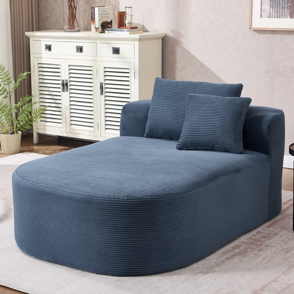 MOONMISS 67.5'' Oversized Corduroy Chaise Lounge with 2 Pillows,Deep Seat Boneless Sleeper Sofa,No Assembly Required