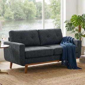 MOONMISS 67" Velvet Loveseat Couch, Modern Small Sofa With Walnut Wood Legs 2-seater Fabric Upholstered Mini Sofa Couches For Small Space,living Room Bedroom Office Dorm Apartment,
