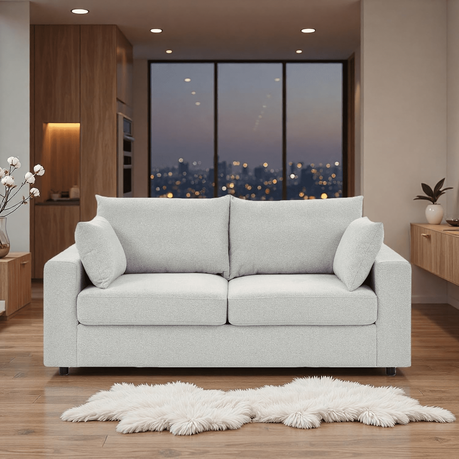 MOONMISS 78'' Loveseat Sofa for Living Room, Apartment, Office, 2-Seat, Beige