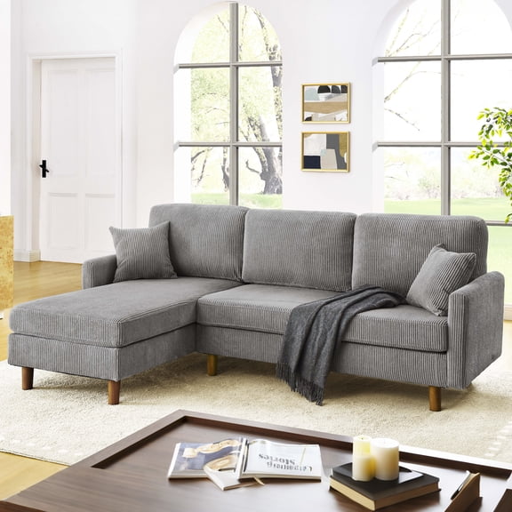 MOONMISS 93" Sectional Sofa , L-Shaped 3-Seat Sofa Couch with Chaise for Livingroom,Gray