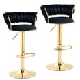 thumbnail image 1 of MOONMISS Bar Stools Set of 2, Adjustable Swivel Barstools, Velvet Counter Height Bar Chair with Back and Footrest for Kitchen Island Dining Room Café Pub,Black, 1 of 5