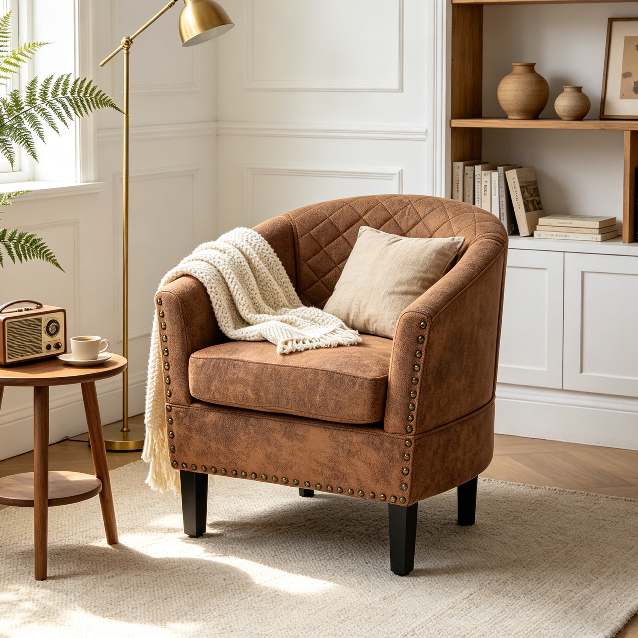 MOONMISS Barrel Accent Chair Club Armchairs Comfy chairs for Living Room, Bedroom,Coffee