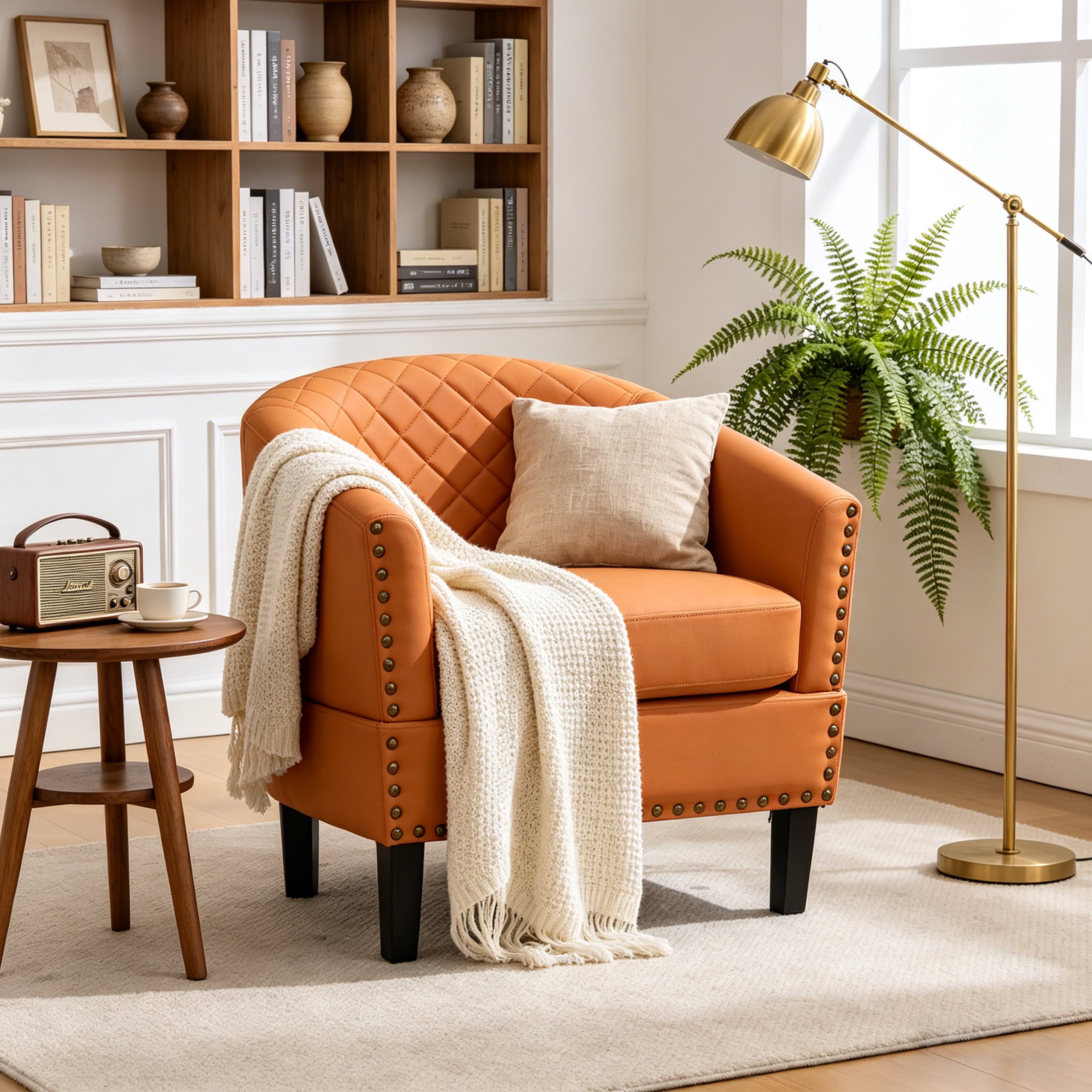 MOONMISS Barrel Accent Chair Club Armchairs Comfy chairs for Living Room, Bedroom,Orange