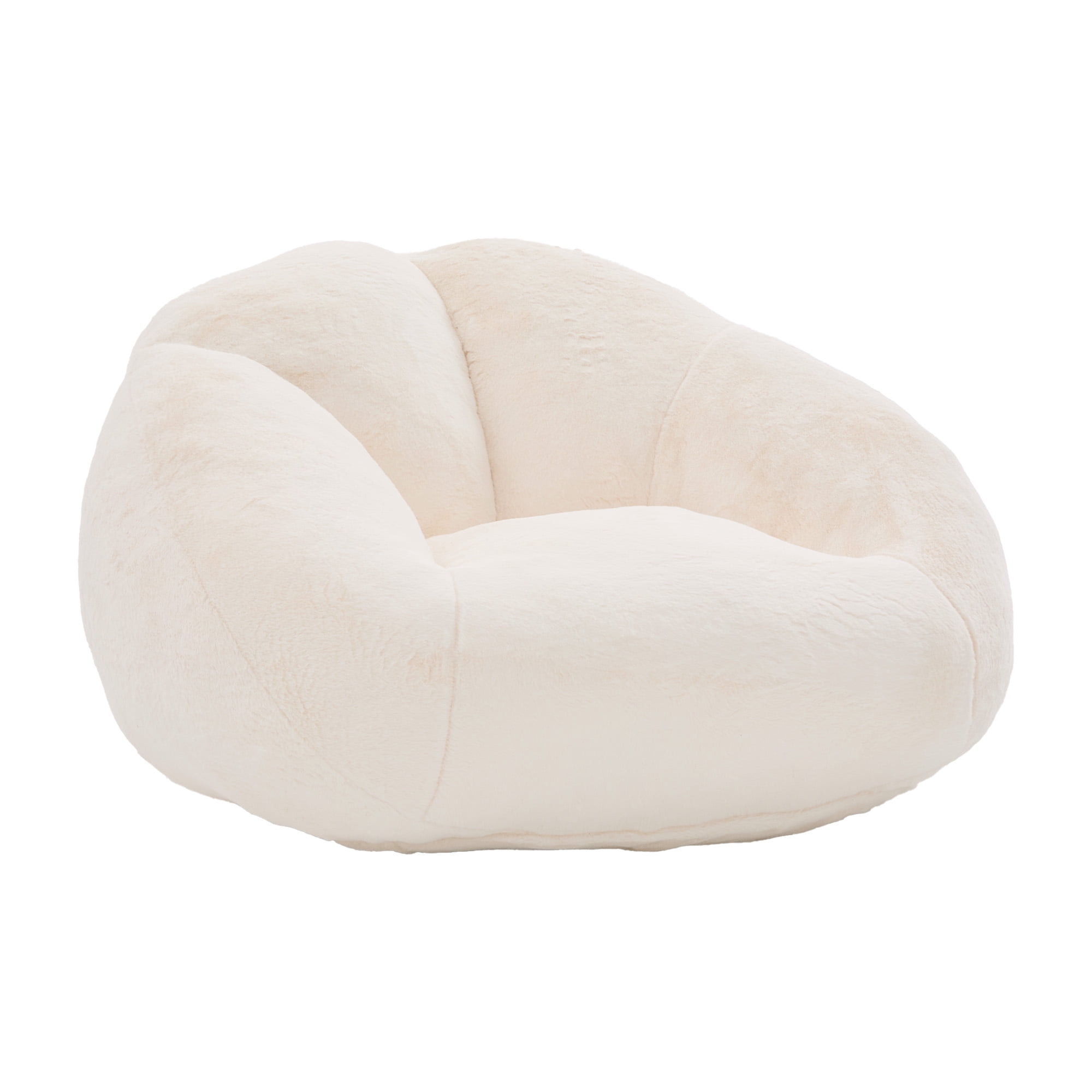 MOONMISS Bean Bag Chair for Adults & Teen,Floral Shaped Memory Foam Deep Sink-in Breathable Faux Fur Bean Bag Sofa,Easy to Clean for Living Room & Dorm,Beige