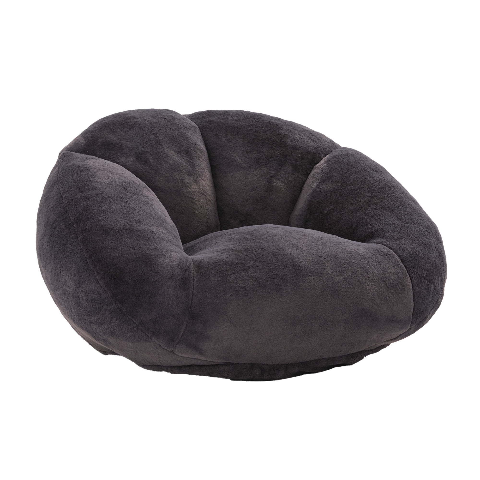 MOONMISS Bean Bag Chair for Adults & Teen,Floral Shaped Memory Foam Deep Sink-in Breathable Faux Fur Bean Bag Sofa,Easy to Clean for Living Room & Dorm,Dark Gray