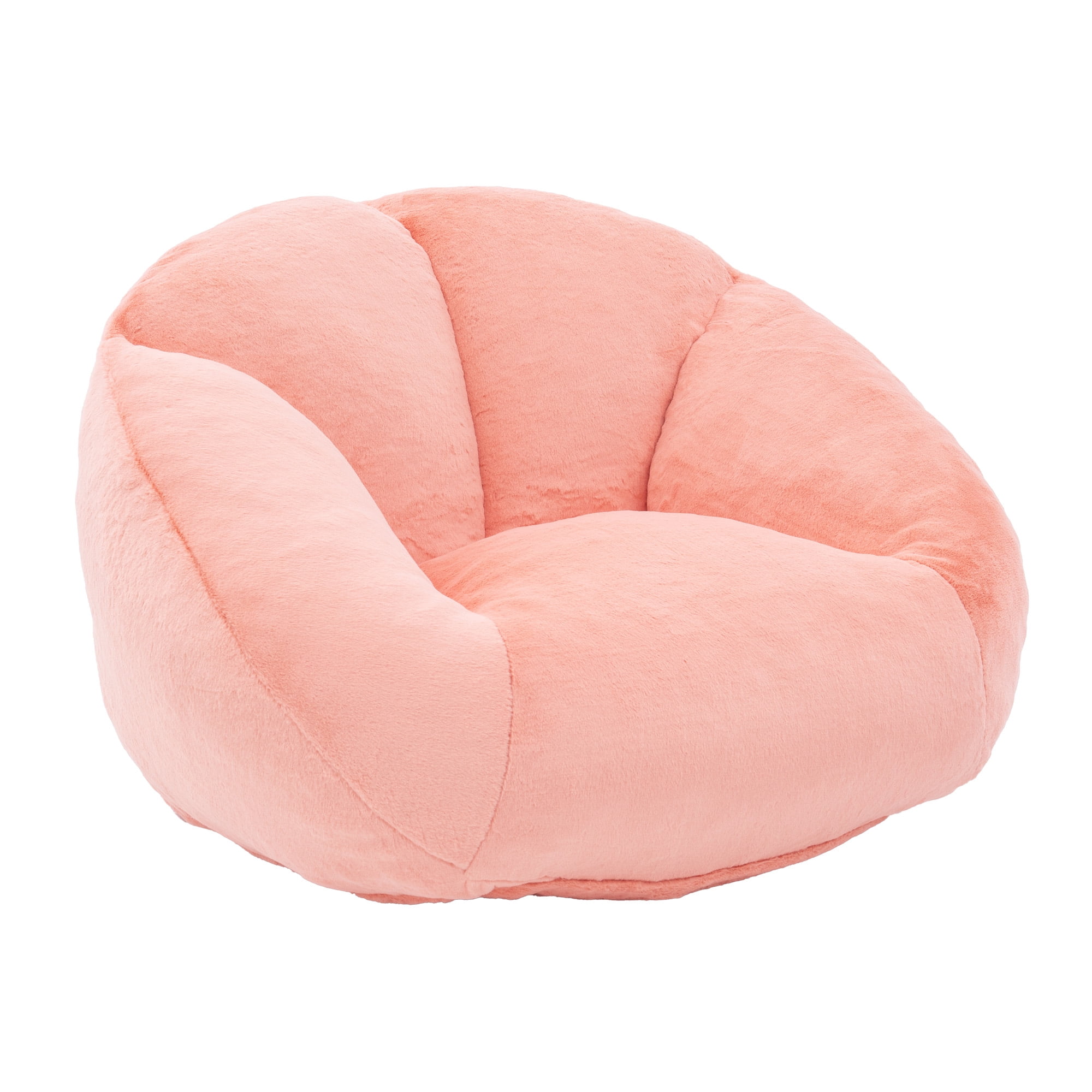 MOONMISS Bean Bag Chair for Adults & Teen,Floral Shaped Memory Foam Deep Sink-in Breathable Faux Fur Bean Bag Sofa,Easy to Clean for Living Room & Dorm,Orange