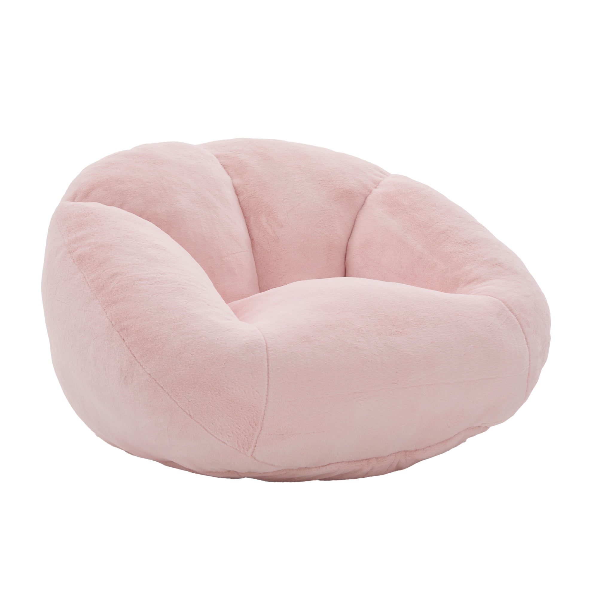 MOONMISS Bean Bag Chair for Adults & Teen,Floral Shaped Memory Foam Deep Sink-in Breathable Faux Fur Bean Bag Sofa,Easy to Clean for Living Room & Dorm,Pink