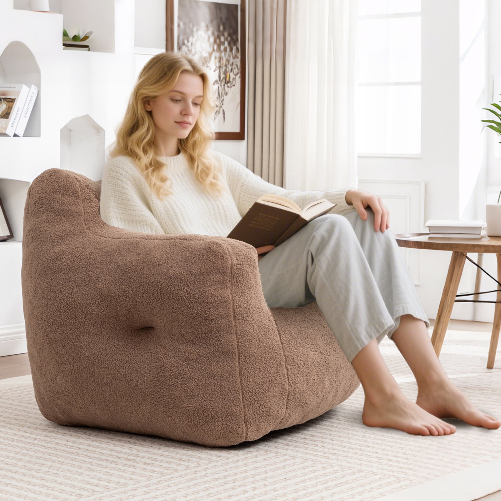 MOONMISS Bean Bag Chair, Bean Bag Sofa Chair with Armrests Stuffed High-Density Foam, Lazy Sofa Comfy Chairs BeanBag Chair for Adults in Living Room,Bedroom Reading,Coffee