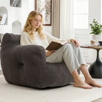 MOONMISS Bean Bag Chair, Bean Bag Sofa Chair with Armrests Stuffed High-Density Foam, Lazy Sofa Comfy Chairs BeanBag Chair for Adults in Living Room,Bedroom Reading,Dark Gray