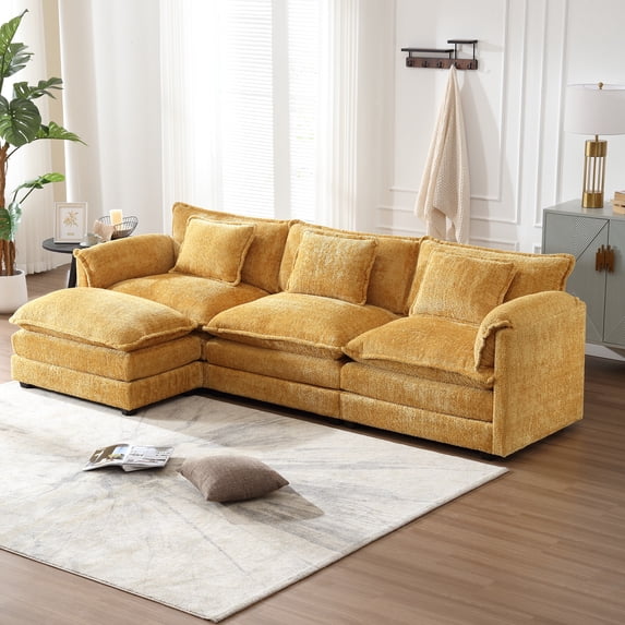 MOONMISS Boucle Fabric Upholstered L-Shape Comfy Oversized 3-4 seat Modular Sectional Sofa