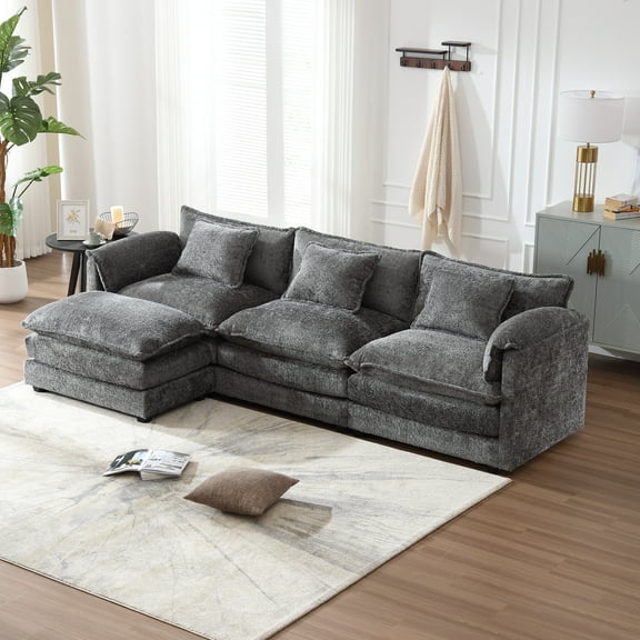MOONMISS Boucle Fabric Upholstered L-Shape Comfy Oversized 3-4 seat Modular Sectional Sofa