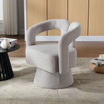 MOONMISS Boucle Upholstered 360 Degree Swivel Cuddle Round Accent Chairs for Living Room-Light Gray