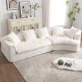 thumbnail image 1 of MOONMISS Boucle Upholstered Oversized 3 Seater Comfy Sofa with Unique Double Seat and Corner Construction-Beige, 1 of 5