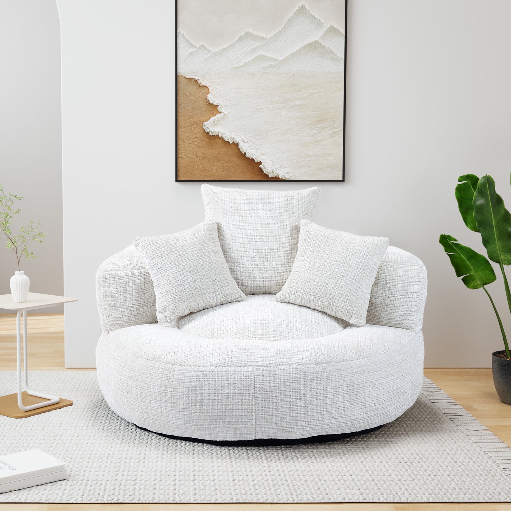 MOONMISS Chenille High Back Lazy Boy Sofa with Throw Pillows for