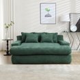thumbnail image 1 of MOONMISS Chenille Upholstered 2-seater Deep Seat Lazy Sofa Bed with 5 Back Pillows-Emerald, 1 of 5