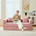 thumbnail image 1 of MOONMISS Chenille Upholstered Convertible Foldable Memory Foam Sleeper Sofa with Pillows for Living Room-Pink, 1 of 6