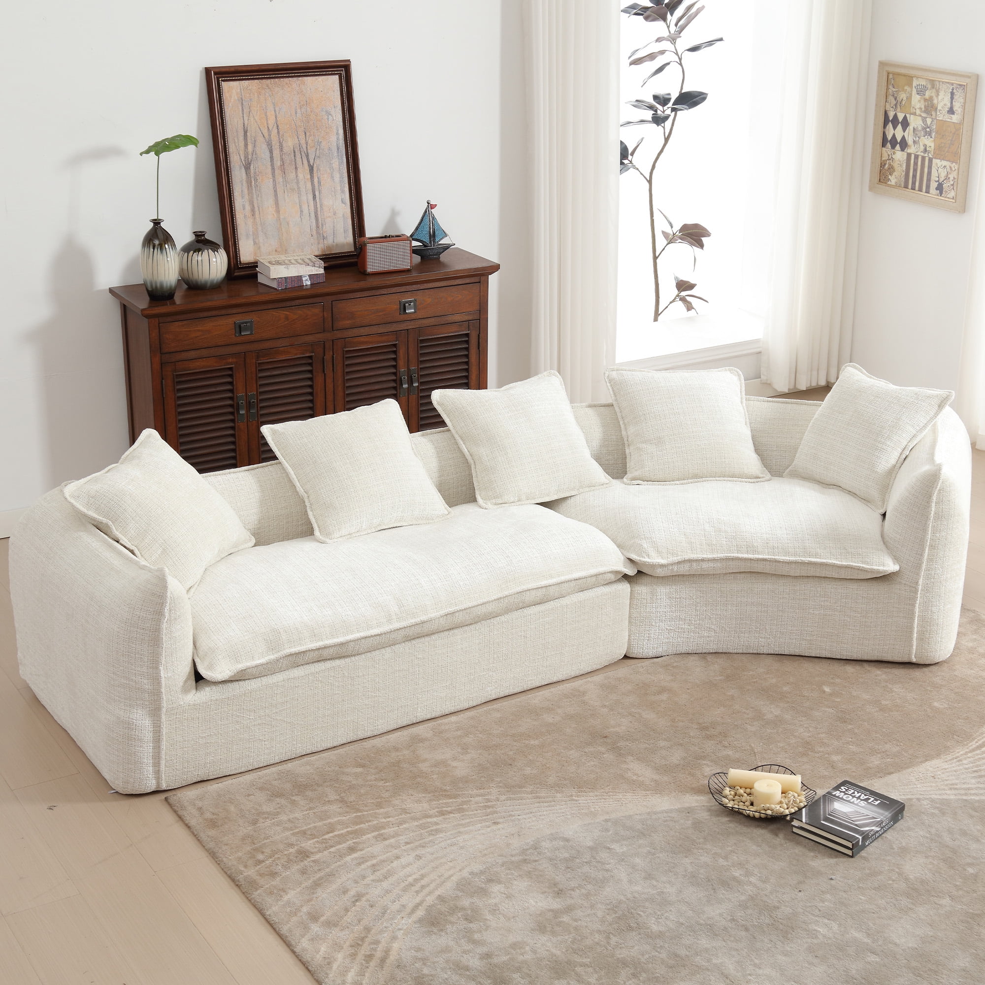 MOONMISS Chenille Upholstered Curved Shaped Modular Sectional Large