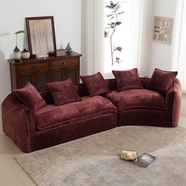 MOONMISS Chenille Upholstered Curved Shaped Modular Sectional Large