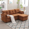 thumbnail image 1 of MOONMISS Chenille Upholstered L-Shaped Storage Reversible Chaise Sectional Sofa with Side Pocket-Brown, 1 of 5