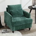 thumbnail image 1 of MOONMISS Chenille Upholstered Mid Century Modern Wood Frame Armchair-EMERALD, 1 of 5