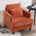 thumbnail image 1 of MOONMISS Chenille Upholstered Mid Century Modern Wood Frame Armchair-ORANGE, 1 of 5