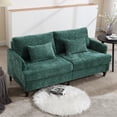 thumbnail image 1 of MOONMISS Chenille Upholstered Mid Century Modern Wood Frame Loveseat-Emerald, 1 of 5