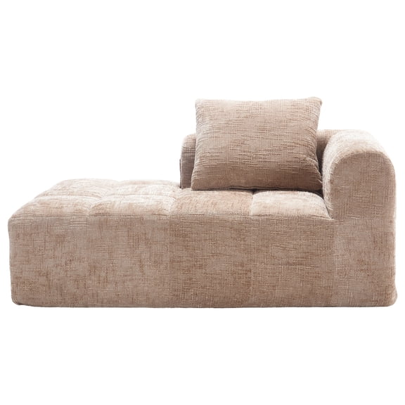 MOONMISS Chenille Upholstered Modern Deep Seat Lazy Compression Sofa with Small Side Pocket-Khaki