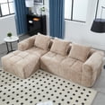 thumbnail image 1 of MOONMISS Chenille Upholstered Modern Modular L-shaped Sectional Compression Sofa with 3 Pillows-Khaki, 1 of 5