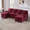 thumbnail image 1 of MOONMISS Chenille Upholstered Oversized U-shaped Comfy Modular Sectional Sofa with Storage Ottoman-Wine Red, 1 of 7