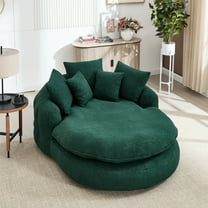 MOONMISS Chenille Upholstered Oversized Wrap Around Deep Seat Bean Bag Lazy Sofa with 5 Pillows-Emerald