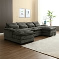 thumbnail image 1 of MOONMISS Chenille Upholstered U-Shaped Oversized four-seater Living Room Sectional Sofa With Wooden Frame-Gray, 1 of 5
