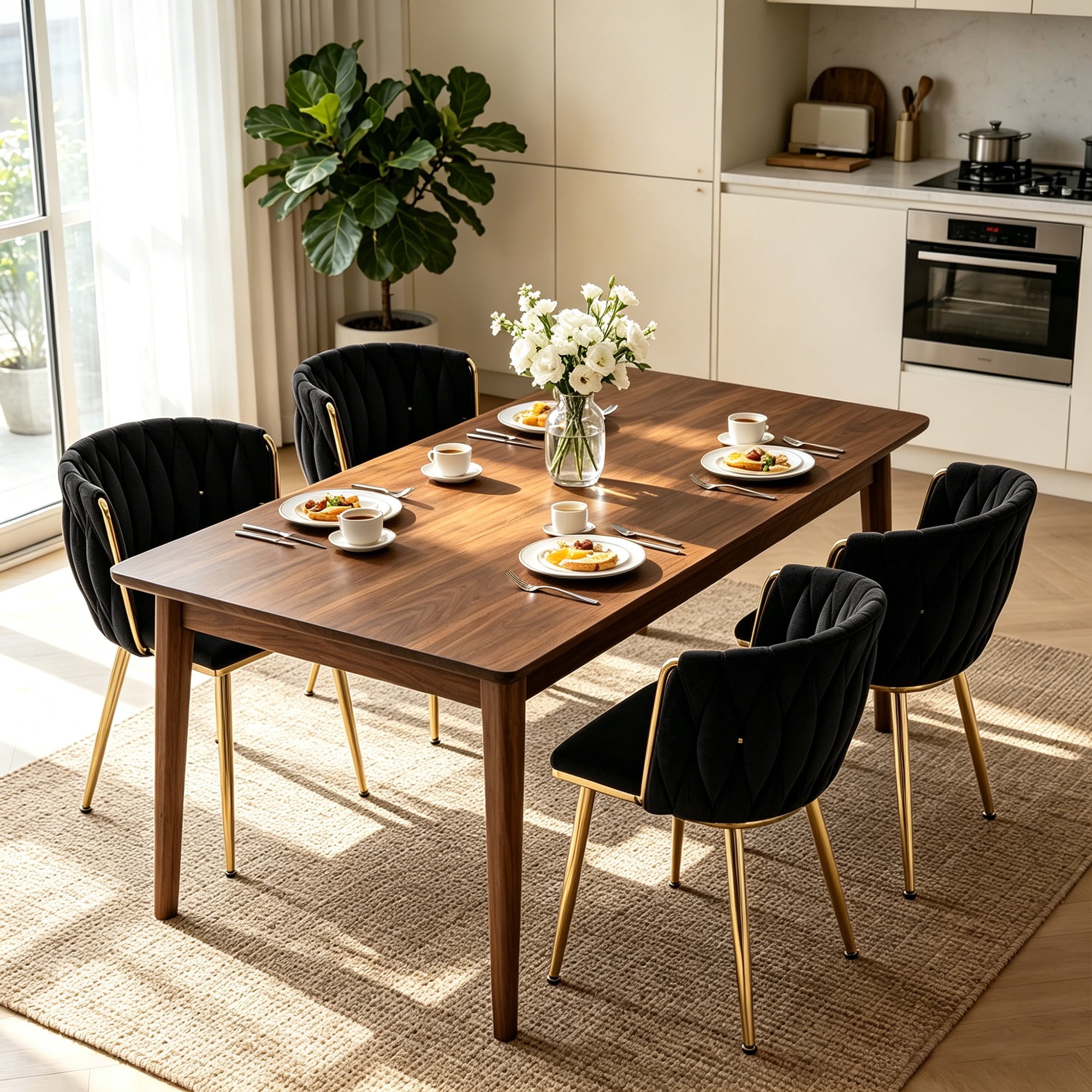 MOONMISS Dining Chairs Set of 4 with Metal Legs for Kitchen Dinning Room,Black