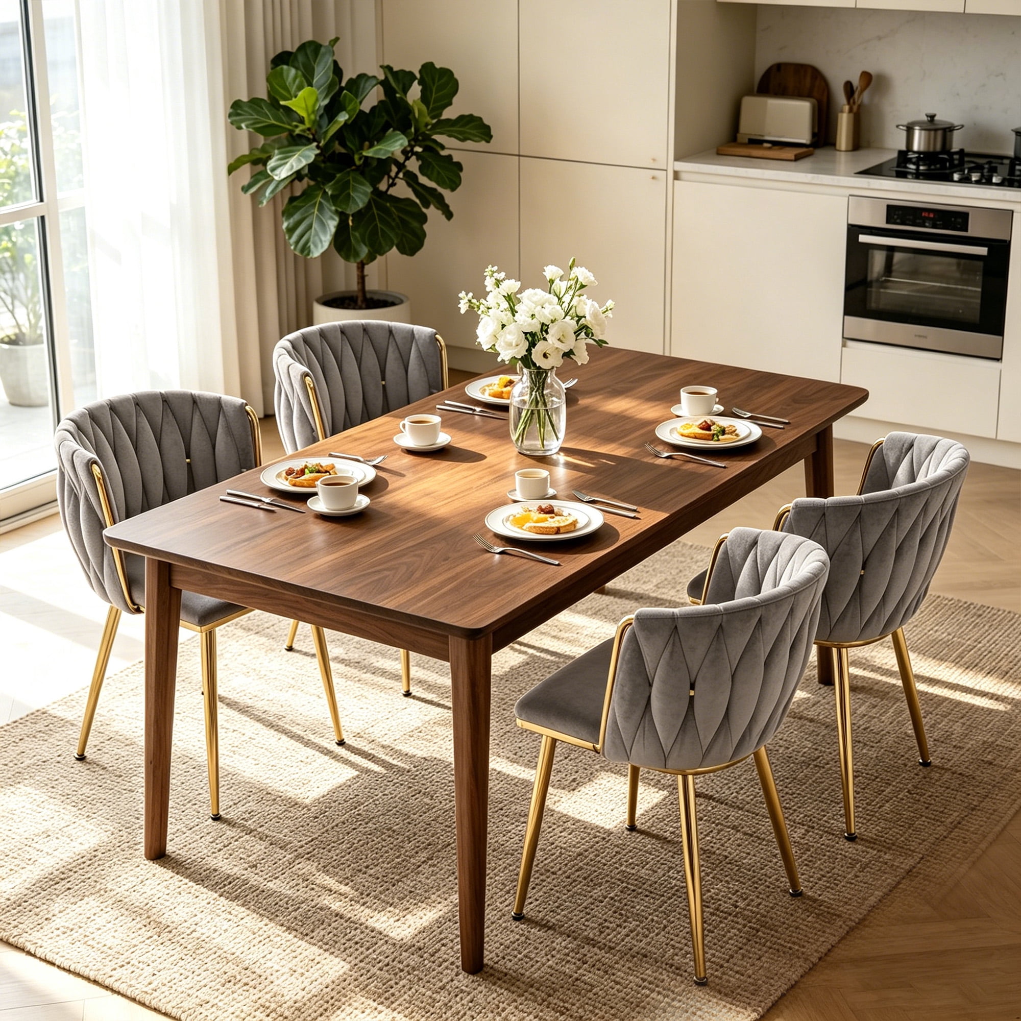 MOONMISS Dining Chairs Set of 4 with Metal Legs for Kitchen Dinning Room,Gray