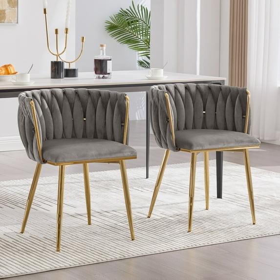 MOONMISS Dining Chairs Set of 2 with Metal Legs for Kitchen Dinning Room,Gray