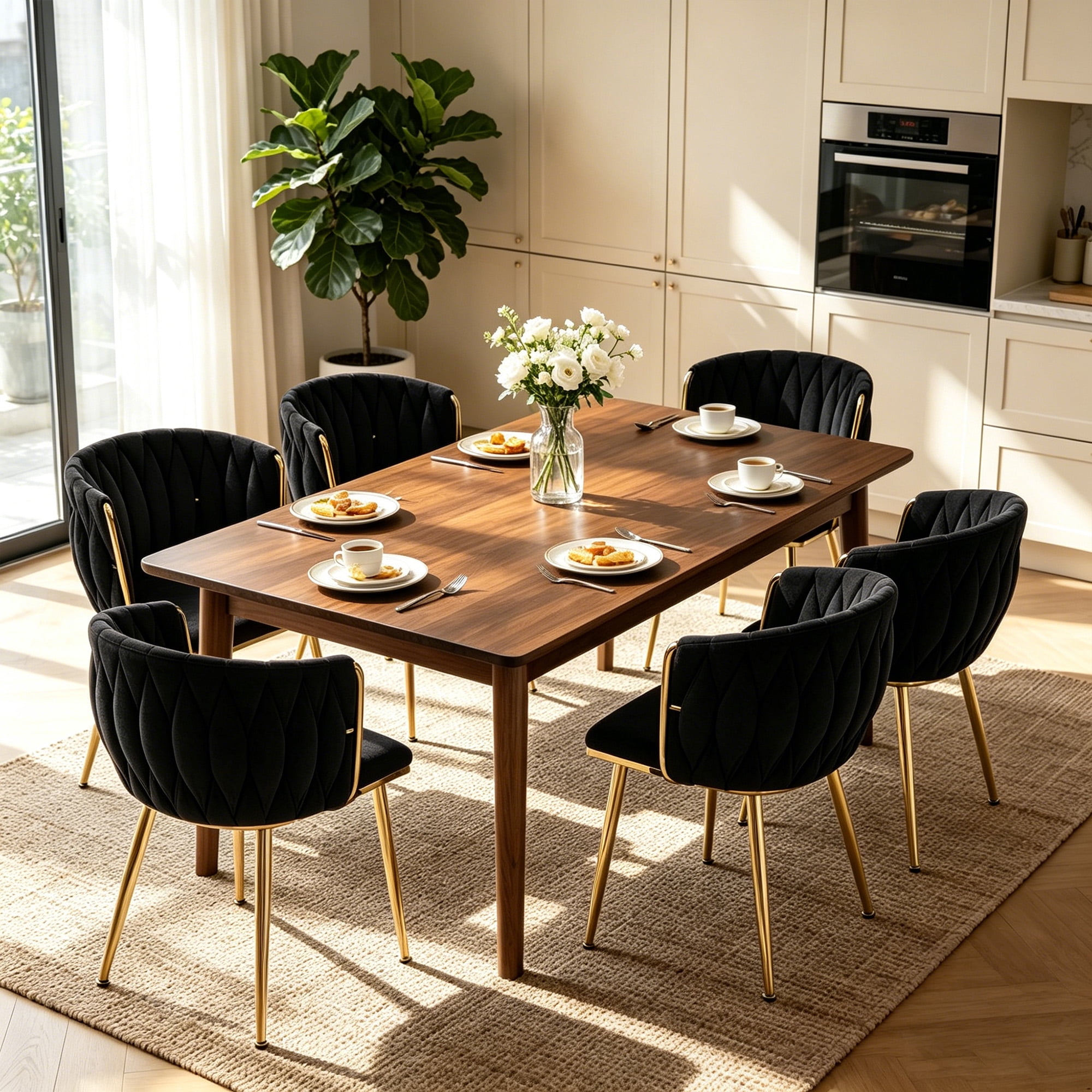 MOONMISS Dining Chairs Set of 6 with Metal Legs for Kitchen Dinning Room,Black