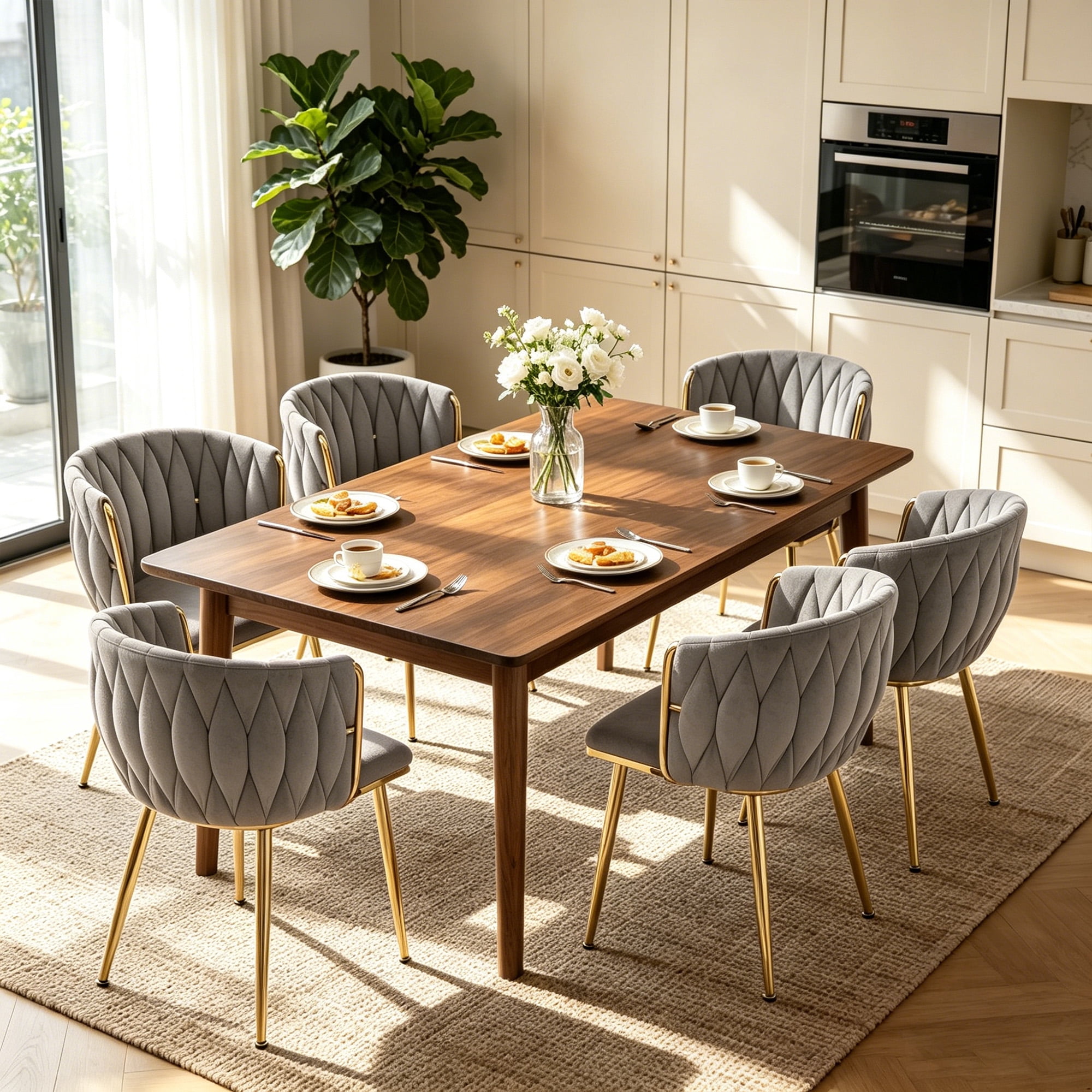 MOONMISS Dining Chairs Set of 6 with Metal Legs for Kitchen Dinning Room,Gray