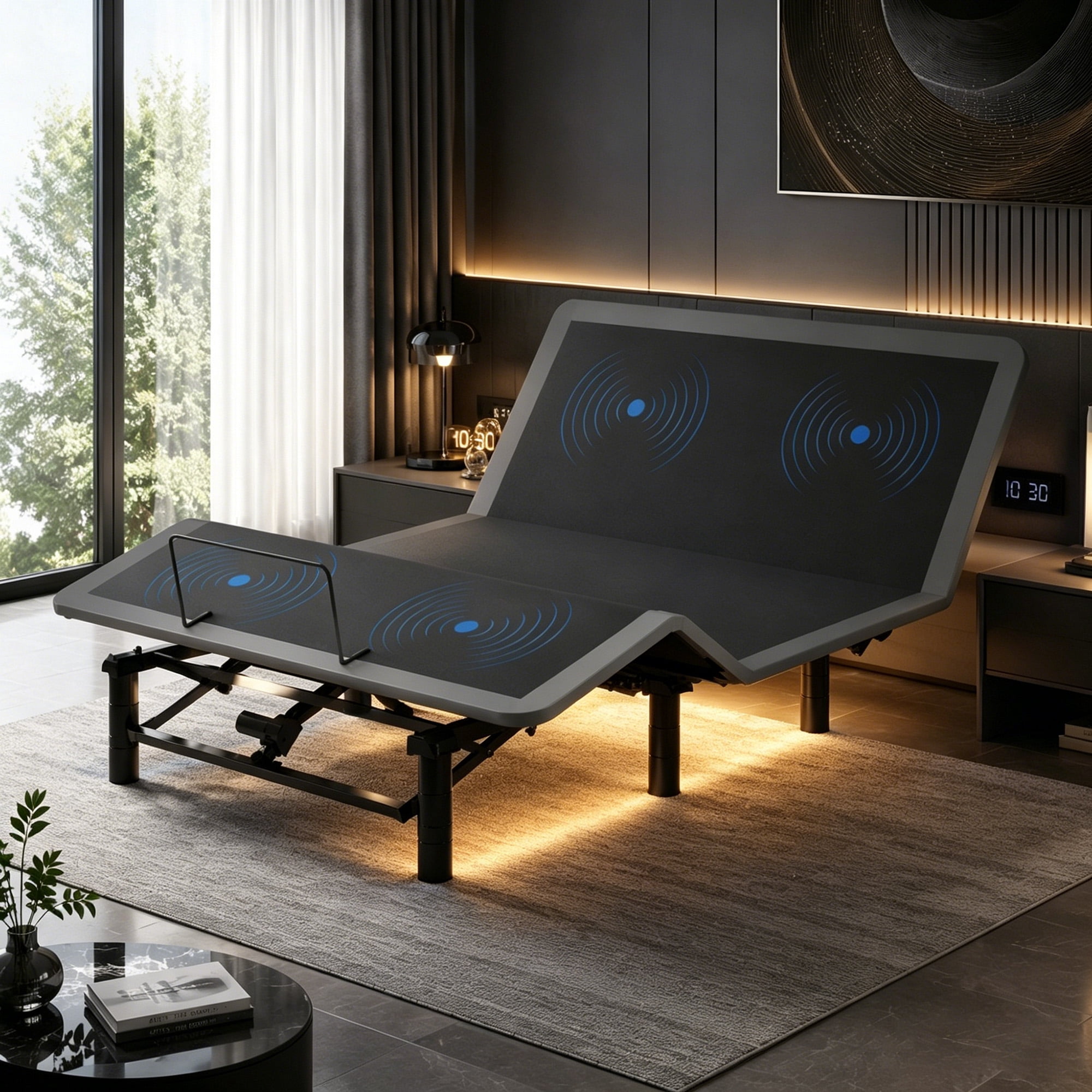 MOONMISS Electric Queen Size Adjustable Bed Base for Stress Management with Massage,Zero Gravity Bed with Wireless Remote,2 USB Ports