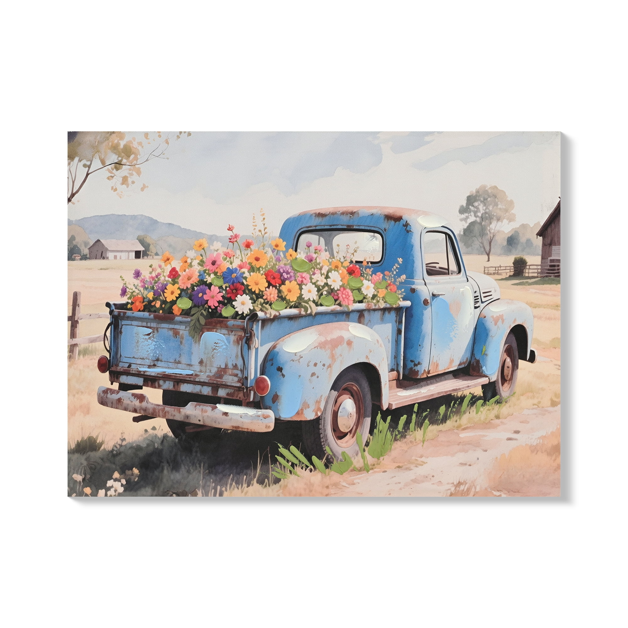 MOONMISS Farmhouse Old Truck Canvas Wall Art Print 12x16in