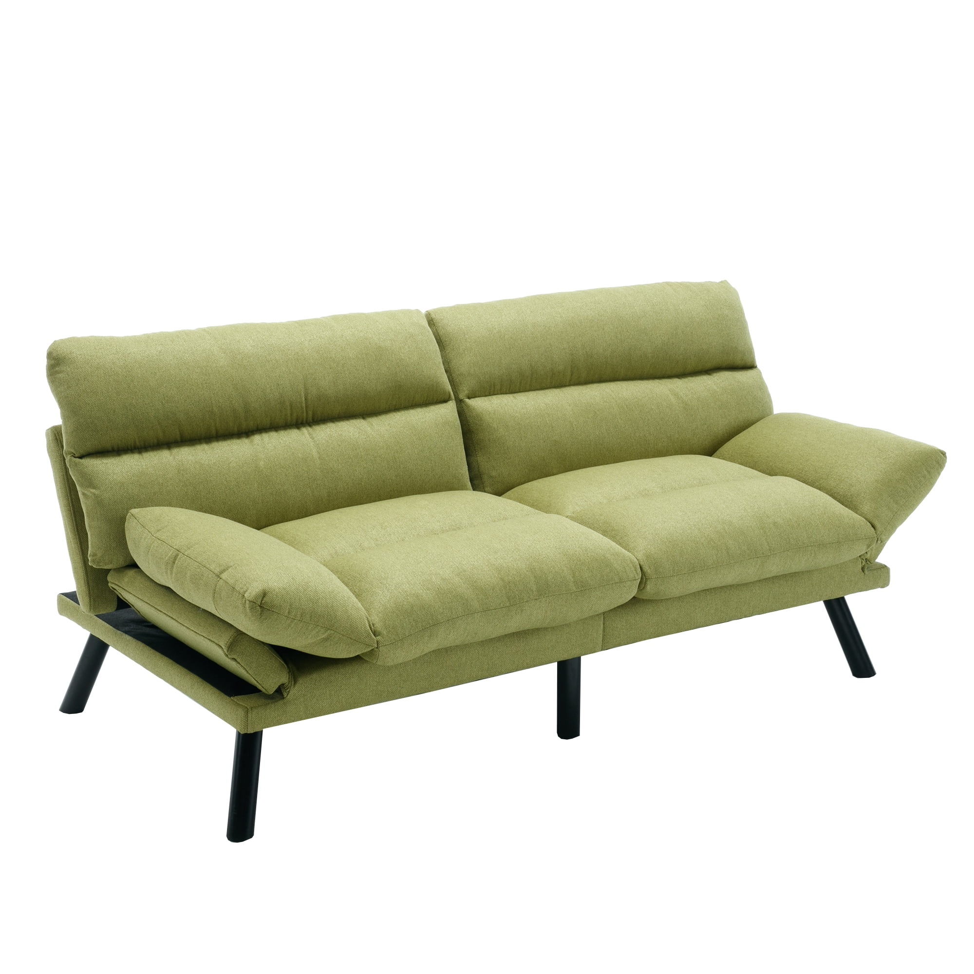 MOONMISS Futon Sofa Bed Linen Couch Modern Convertible Folding Recliner,Green