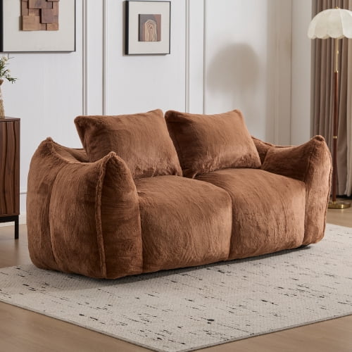 MOONMISS Giant Bean Bag Chair, No Assembly Required, Ultra-Soft Plush Lounge Chair with Two Pillows, Suitable for Living Room or Bedroom, Brown